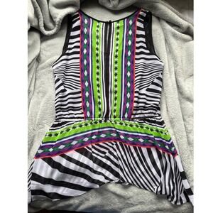 Bisou Bisou Michele Bohbot Sleeveless Size Large Geometric Peplum Top Blouse